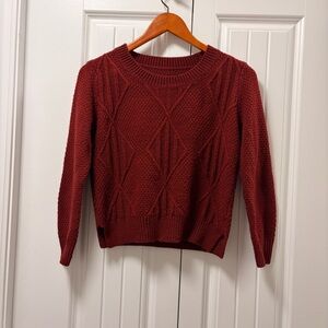 Vintage Diamond Knit Sweater Burgundy – Size XS